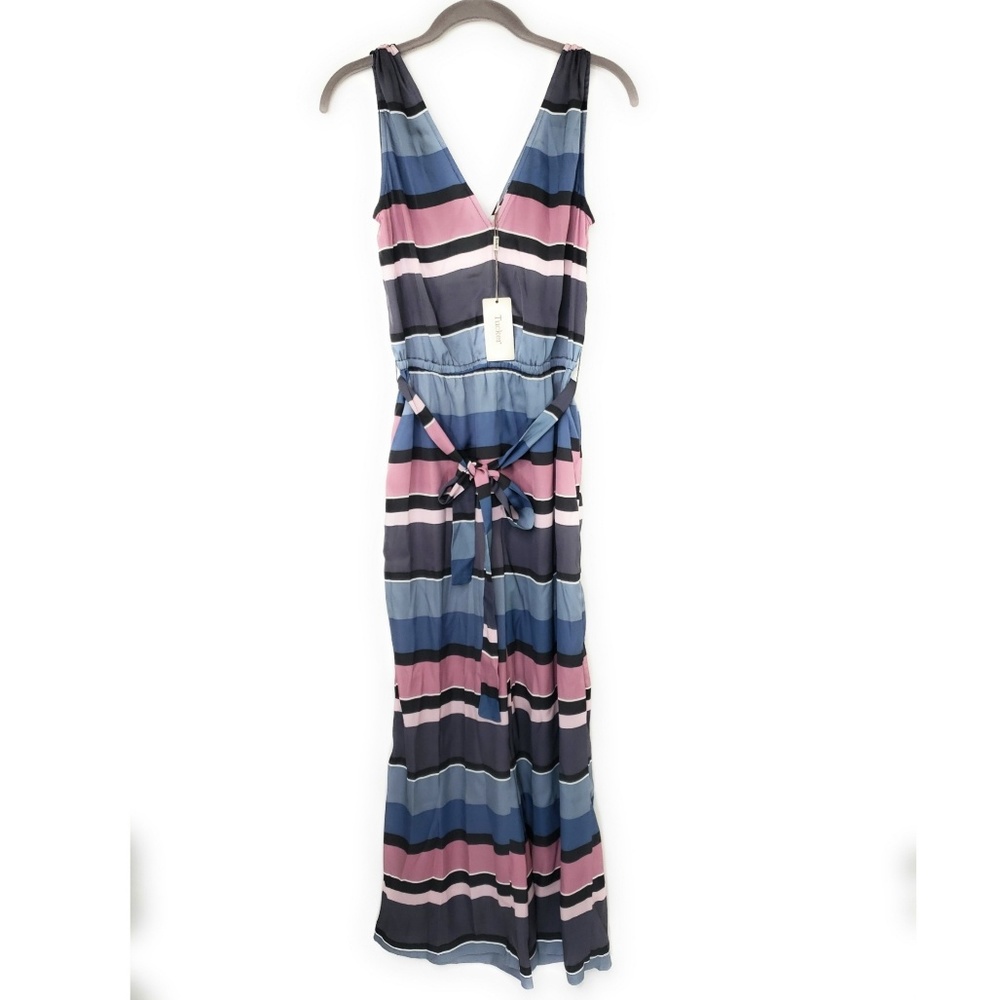 **Store CLOSING SALE** Tucker NYC V neck Jumpsuit Indigo Skies Stripe - Picture 2 of 8